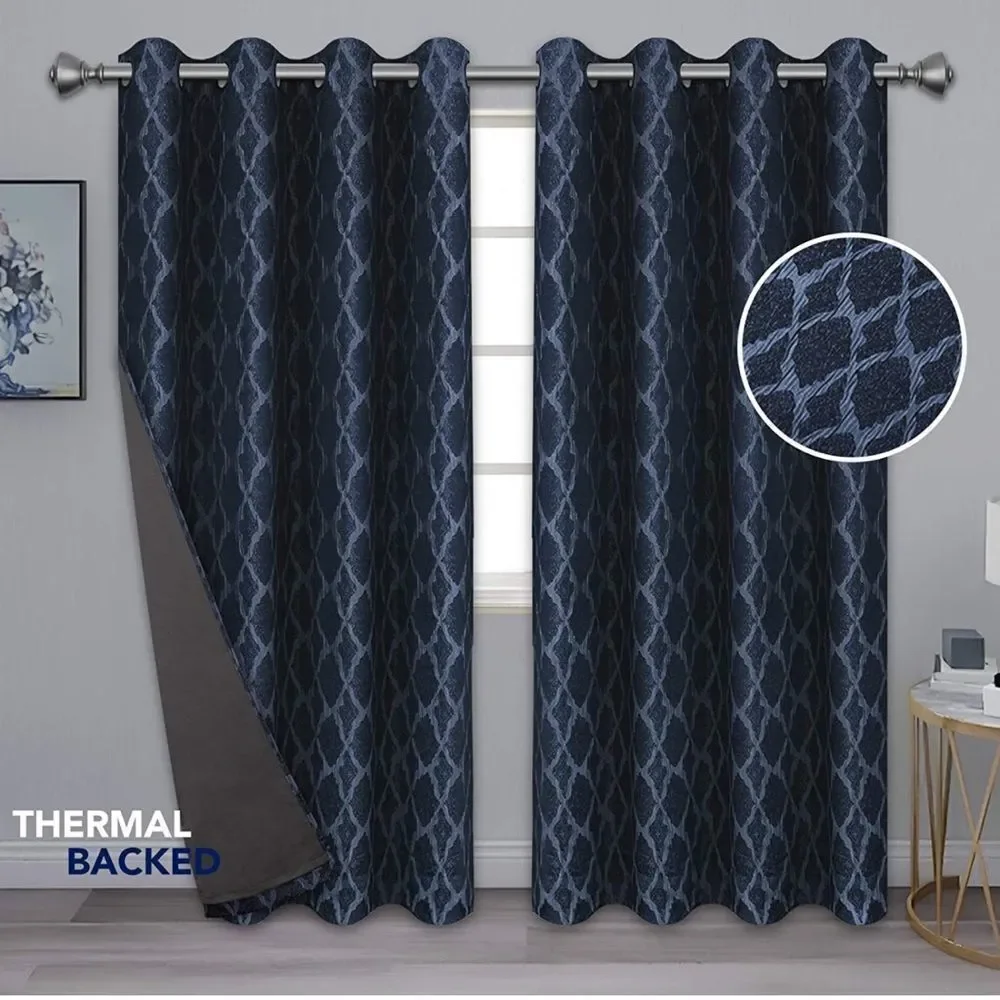 PureFit Jacquard Blackout ,52 x 63 inches Long, Set of 2 Grommet Curtain…